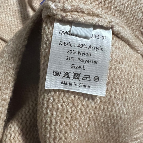 Cozy Tan Women's Sweater With Tie Front L - Picture 3 of 5